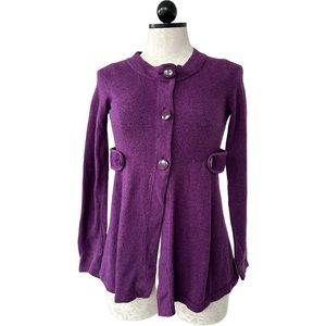 Banana Republic Wool Blend 3 Button Cardigan Waist Tab Belt Purple Size Small